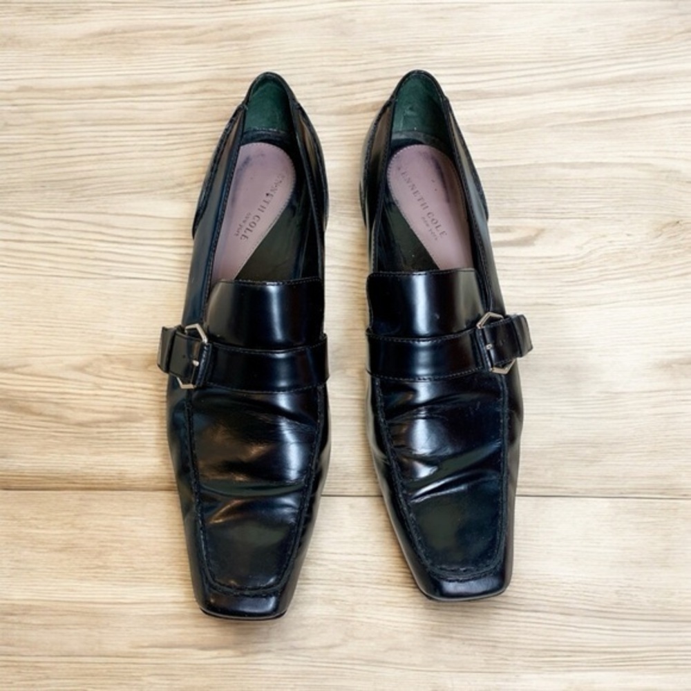 Kenneth Cole Black Leather Women’s Loafer Shoes